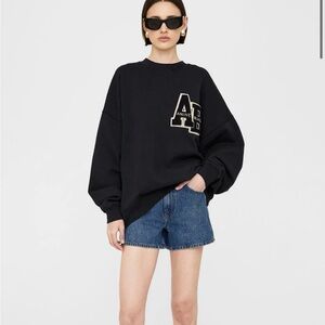 NWT MILES OVERSIZED SWEATSHIRT LETTERMAN - BLACK